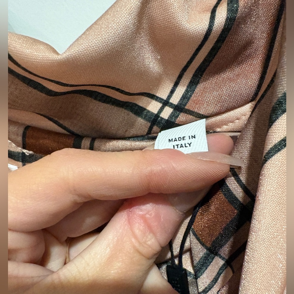 NWT Burberry Check Drape Sleeve Blouse - Picture 5 of 7